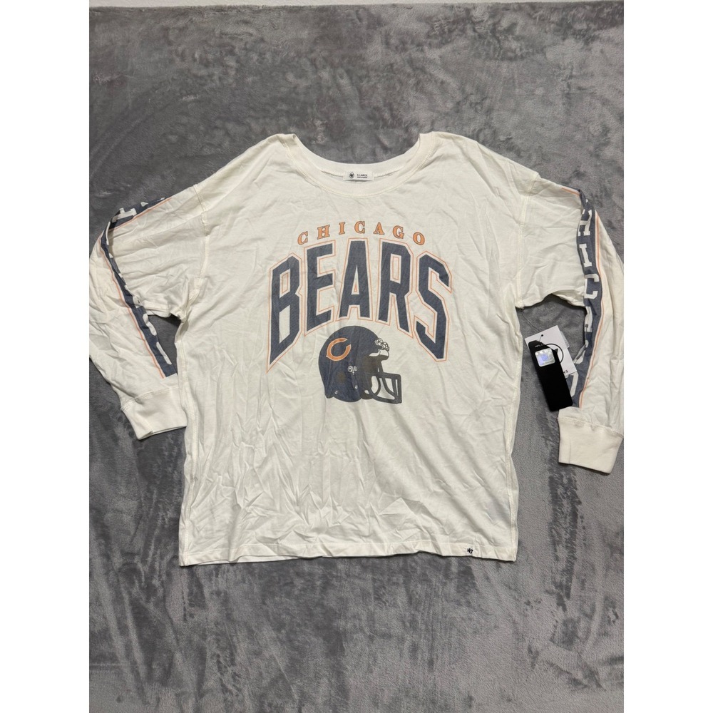 '47 Chicago Bears T-Shirt Womens XL White Long Sleeve NFL Graphic Tee